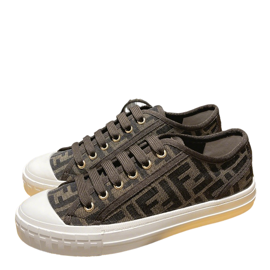 Fendi Unisex Brown Monogram Sneakers For Timeless Luxury Casual Style