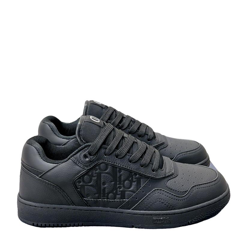 Dior Black Leather Sneakers With Signature Monogram Detailing
