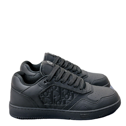 Dior Black Leather Sneakers With Signature Monogram Detailing