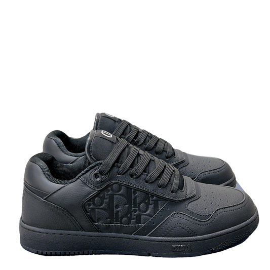 Dior Black Leather Sneakers With Signature Monogram Detailing