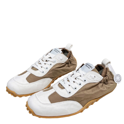 Hermès Unisex Brown And White Sneakers For Luxury Casual Style
