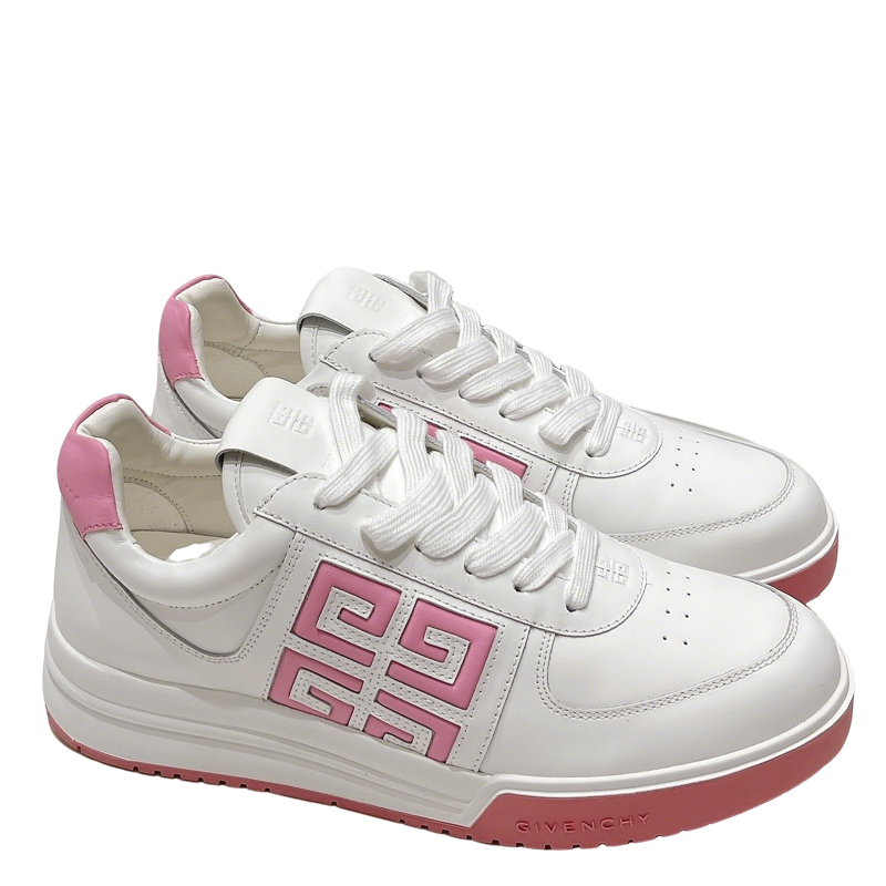 Givenchy Unisex White Sneakers With Pink Accents For Luxury Casual Style