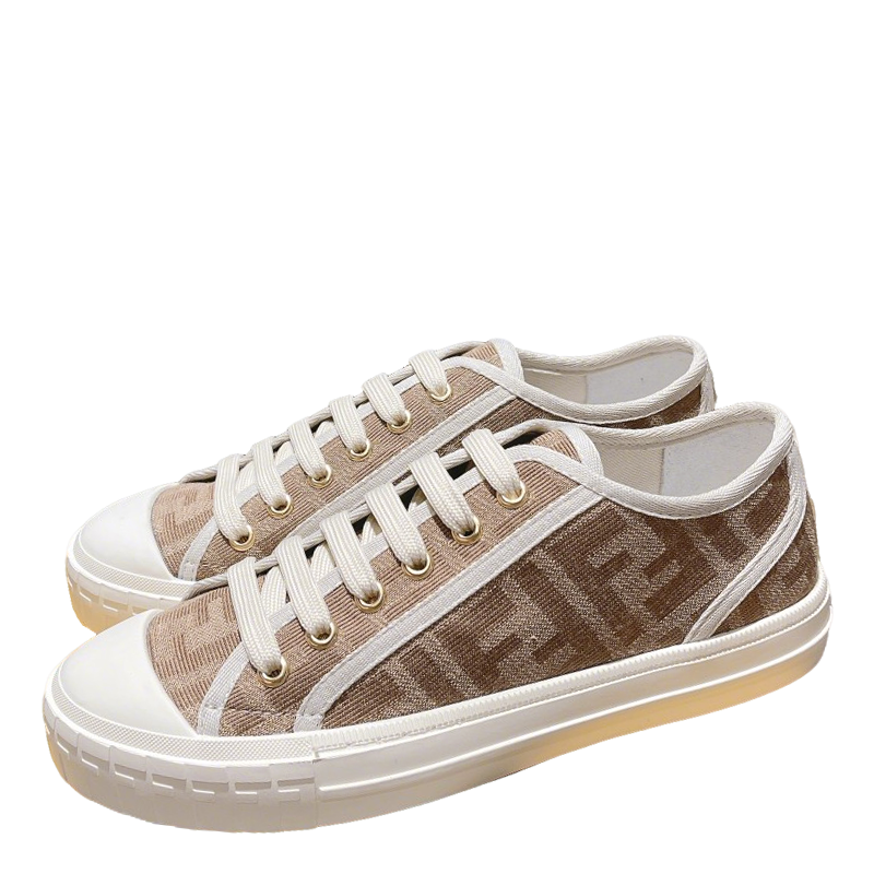 Fendi Unisex Beige Monogram Sneakers For Timeless Luxury Casual Wear
