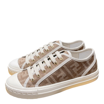Fendi Unisex Beige Monogram Sneakers For Timeless Luxury Casual Wear