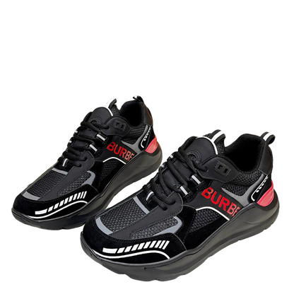 Burberry Black Sneakers With Red Accents For Trendy Looks