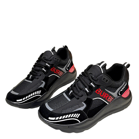 Burberry Black Sneakers With Red Accents For Trendy Looks