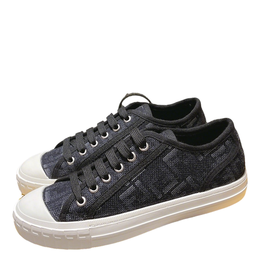 Fendi Unisex Black Monogram Sneakers For Timeless Luxury Casual Style