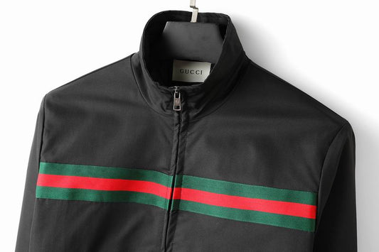 Gucci Black Track Jacket With Iconic Web Stripe