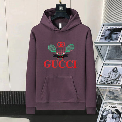 Gucci Hoodie With Tennis Racket Logo Red Branding For Casual Fashion Lovers