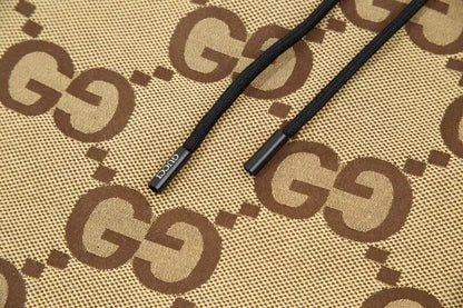 Gucci Men's Beige GG Monogram Drawstring Casual Shorts