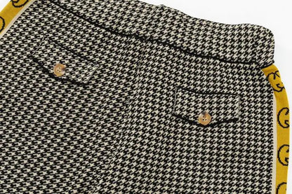 Gucci Men's Houndstooth Shorts with Yellow Logo Tape Details