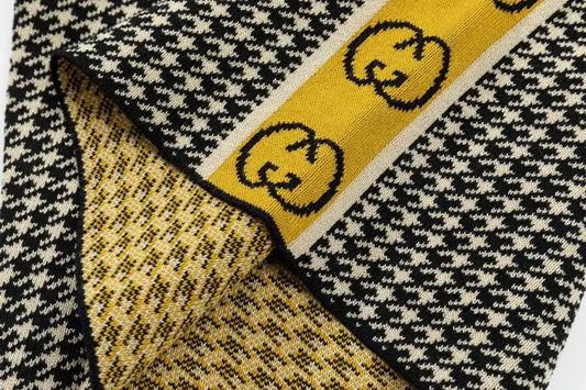 Gucci Men's Houndstooth Shorts with Yellow Logo Tape Details