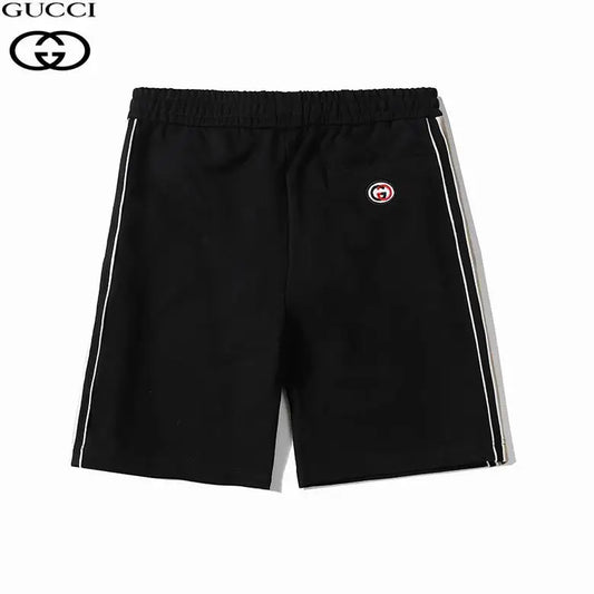 Gucci Men's Black Shorts with GG Logo Tape Side Details