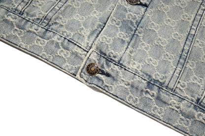 Gucci Denim Jacket With Signature Monogram Pattern