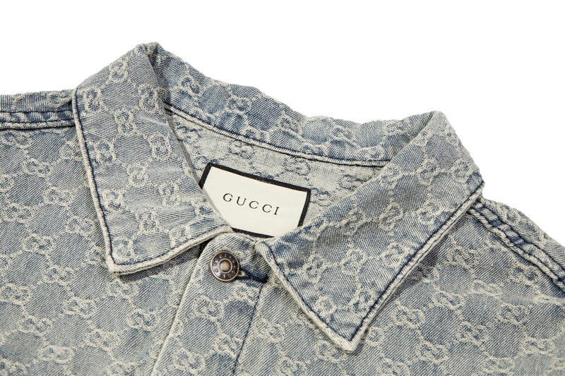 Gucci Denim Jacket With Signature Monogram Pattern