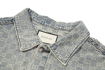 Gucci Denim Jacket With Signature Monogram Pattern