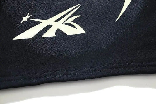 Hellstar Men's Black Drawstring Shorts with Cream Flame Graphics