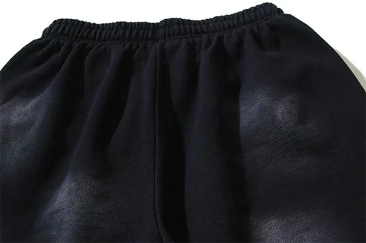 Hellstar Men's Black Drawstring Shorts with White Graphic Logo