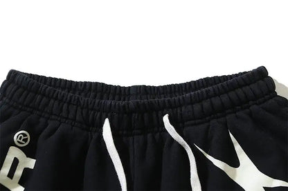 Hellstar Men's Black Drawstring Shorts with White Graphic Logo