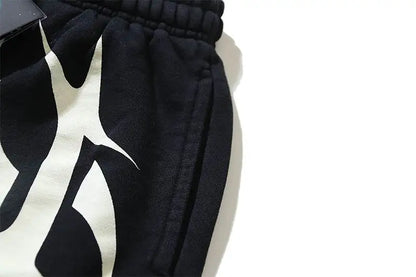 Hellstar Men's Black Drawstring Shorts with White Graphic Logo