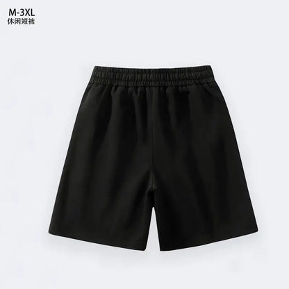 Hermès Men's Black Drawstring Shorts with Orange Brand Print
