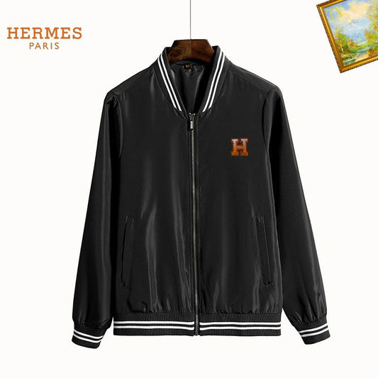 Hermès White Bomber Jacket With Contrast Trim And Embroidered Logo