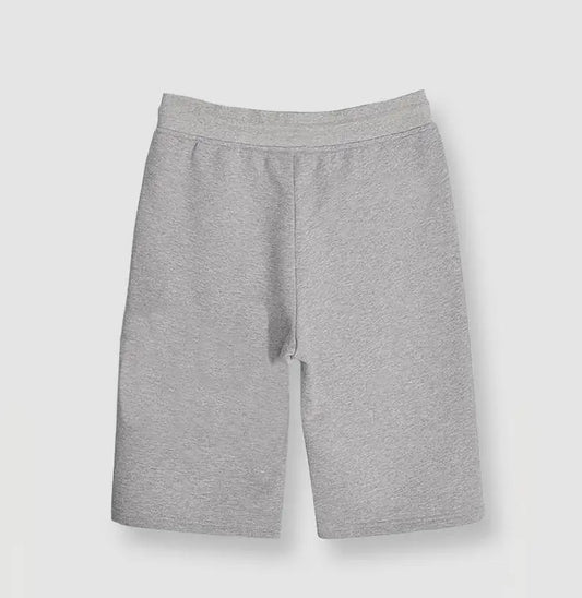Hermès Men's Grey Drawstring Shorts with Orange Brand Print