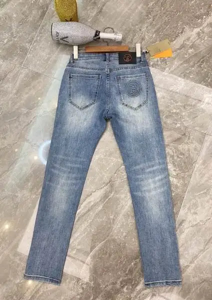Hermes Men's Jeans With Light Wash And Exquisite Craftsmanship