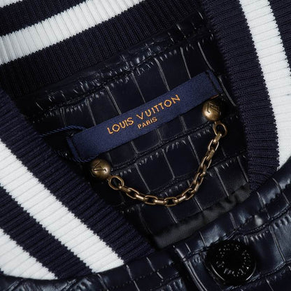 Louis Vuitton Black Crocodile - Embossed Leather Varsity Jacket
