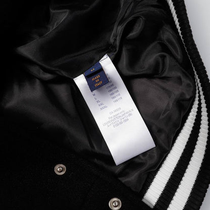 Louis Vuitton Black And White Varsity Jacket With Patches And Embroidery
