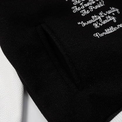 Louis Vuitton Black And White Varsity Jacket With Patches And Embroidery