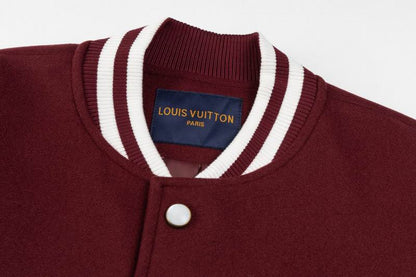 Louis Vuitton Burgundy And White Varsity Jacket With Embroidered Details