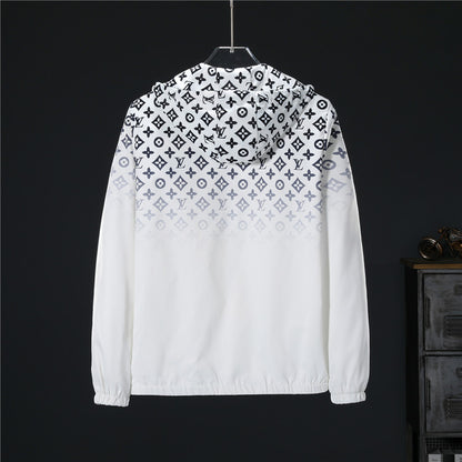 Louis Vuitton White/Black Hooded Jacket With Gradient Monogram Pattern