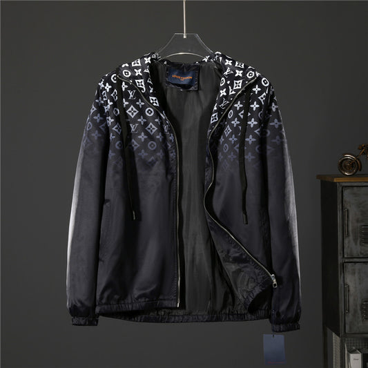 Louis Vuitton White/Black Hooded Jacket With Gradient Monogram Pattern