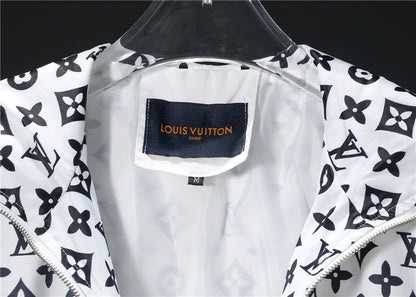 Louis Vuitton White/Black Hooded Jacket With Gradient Monogram Pattern