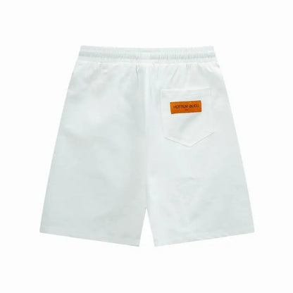 Louis Vuitton Men's White Drawstring Shorts with Monogram Print