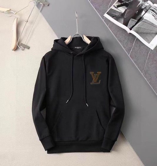 Louis Vuitton White/Black Hoodie With Signature LV Patch for Sophisticated Casual Outfits
