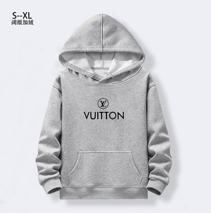 Louis Vuitton Black/Gray Hoodie With Classic Logo Print for Timeless Casual Style