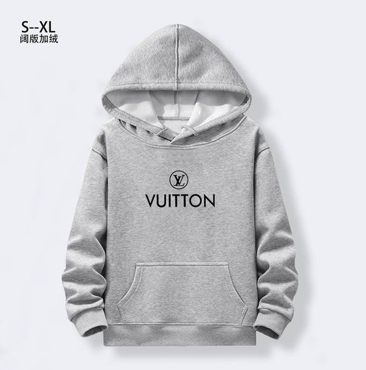 Louis Vuitton Black/Gray Hoodie With Classic Logo Print for Timeless Casual Style