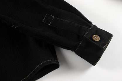 Louis Vuitton Black Denim Jacket With Gold Buttons And Embroidered Logo
