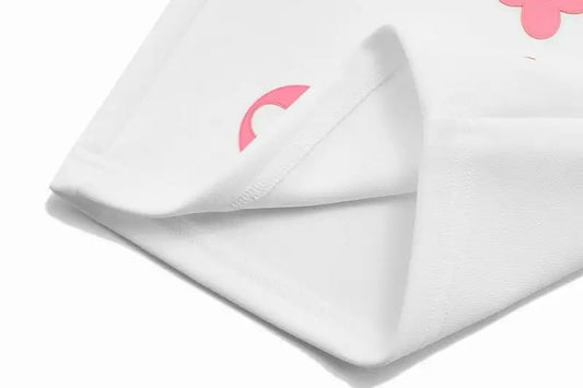Louis Vuitton Men's White Drawstring Shorts with Pink Logo Prints