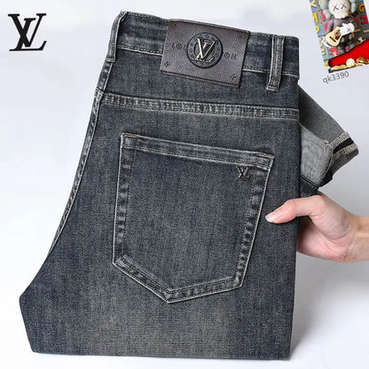 Louis Vuitton Men's Dark Blue Denim Jeans With Luxury Emblem