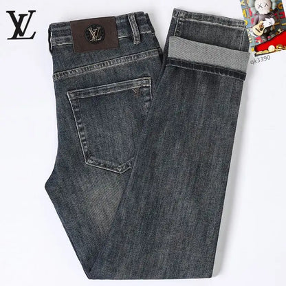 Louis Vuitton Men's Dark Blue Denim Jeans With Luxury Emblem