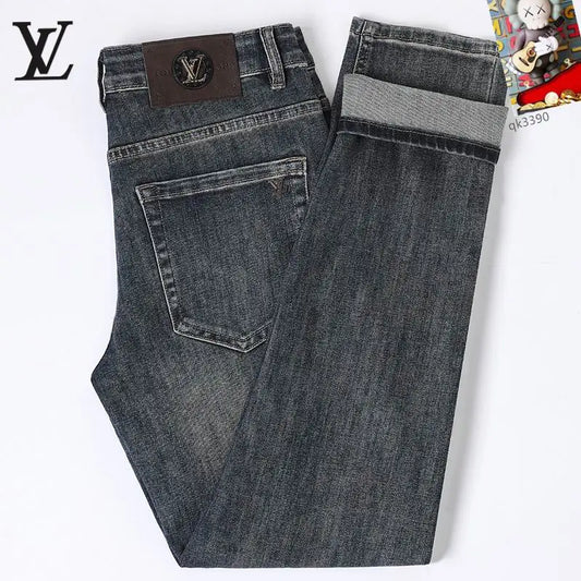 Louis Vuitton Men's Dark Blue Denim Jeans With Luxury Emblem