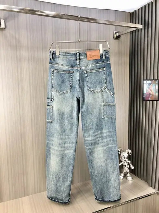 Louis Vuitton Men's Light Blue Denim Cargo Jeans With Functional Pockets