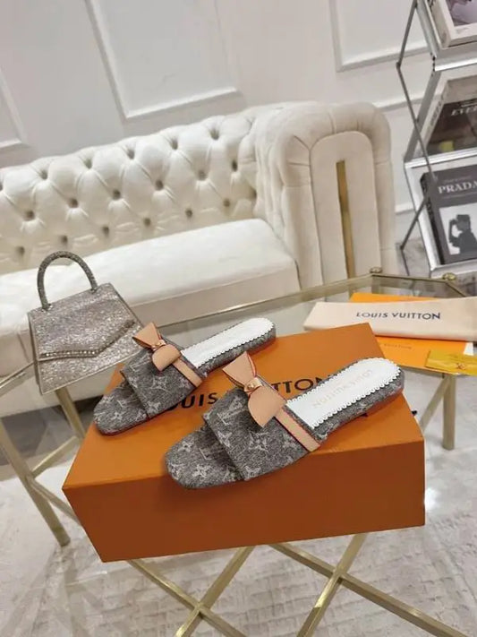 Louis Vuitton Bow Decorated Monogram Slides For Women