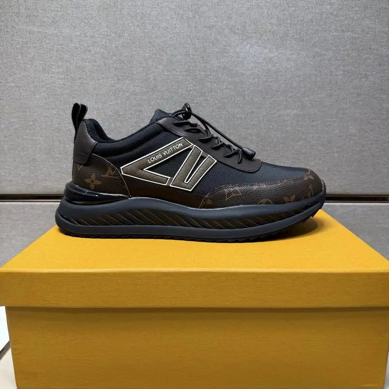 Louis Vuitton Men's Black Fashion Sneakers With Distinctive Branding