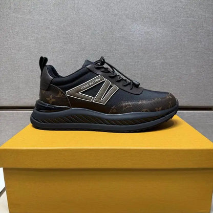 Louis Vuitton Men's Black Fashion Sneakers With Distinctive Branding
