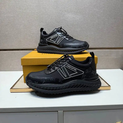 Louis Vuitton Men's Black Fashion Sneakers With Distinctive Branding