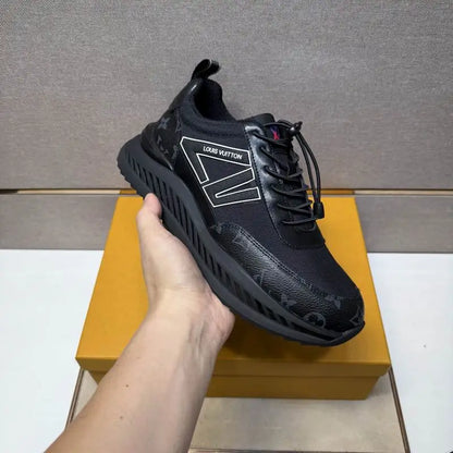 Louis Vuitton Men's Black Fashion Sneakers With Distinctive Branding